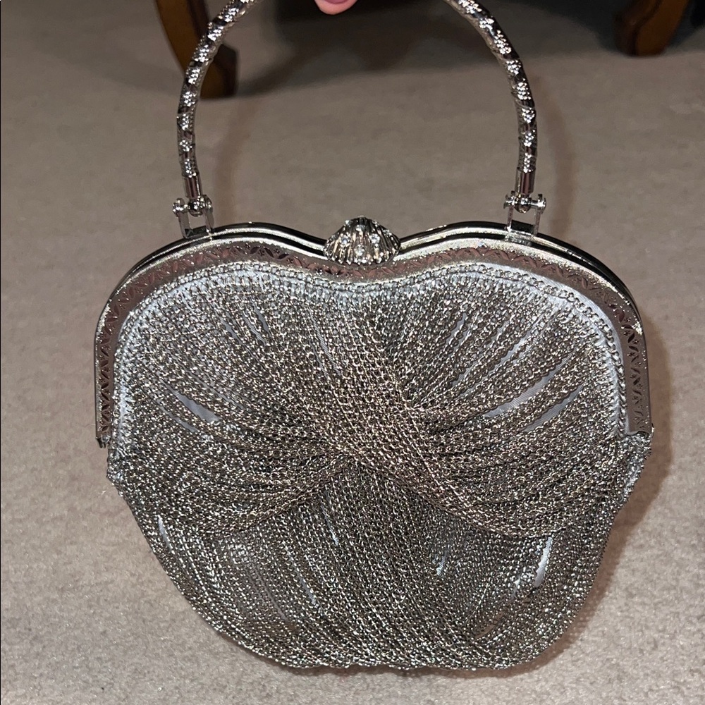 Chico’s Silver Evening Chainmail Handbag - Elegant Metallic Cocktail Purse